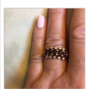Garnet CZ JQA 14 K HGE Ring Channel Like Setting 3 Grams Size 6.75 sku 23pm